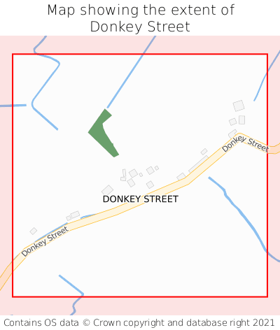 Map showing extent of Donkey Street as bounding box