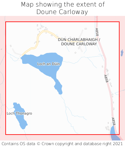 Map showing extent of Doune Carloway as bounding box