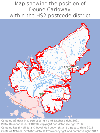 Map showing location of Doune Carloway within HS2