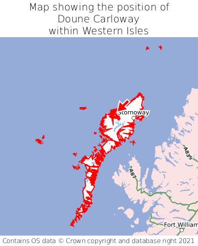 Map showing location of Doune Carloway within Western Isles