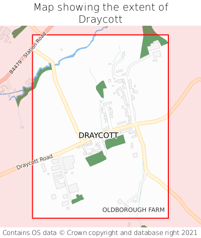 Map showing extent of Draycott as bounding box