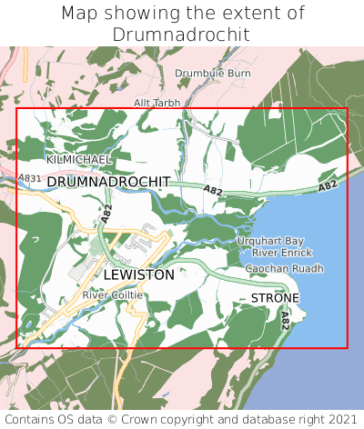 Map showing extent of Drumnadrochit as bounding box