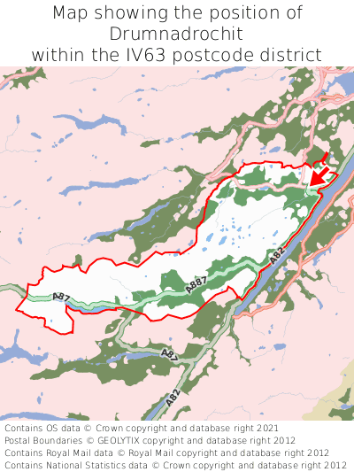 Map showing location of Drumnadrochit within IV63