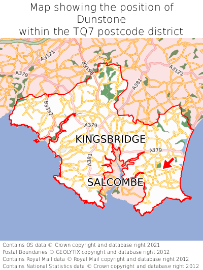 Map showing location of Dunstone within TQ7