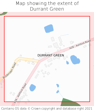 Map showing extent of Durrant Green as bounding box