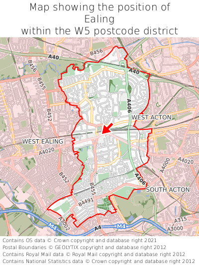 Map showing location of Ealing within W5