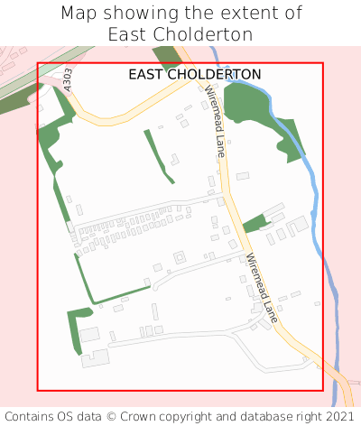 Map showing extent of East Cholderton as bounding box