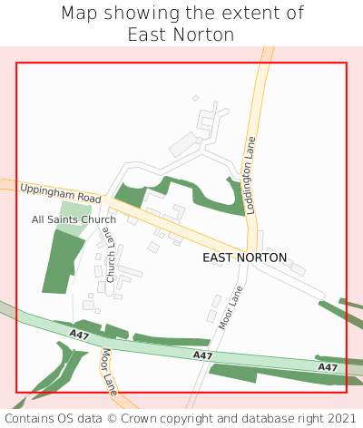 Map showing extent of East Norton as bounding box