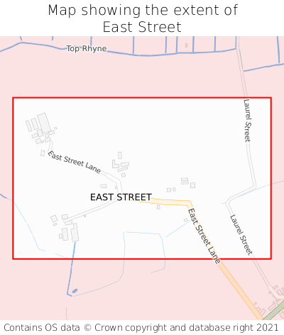 Map showing extent of East Street as bounding box