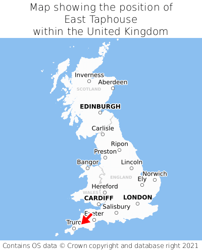 Map showing location of East Taphouse within the UK