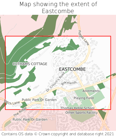 Map showing extent of Eastcombe as bounding box