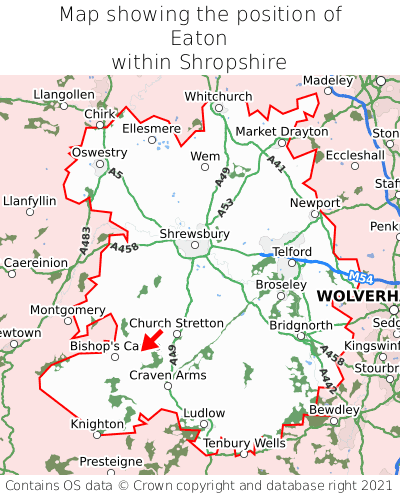 Map showing location of Eaton within Shropshire