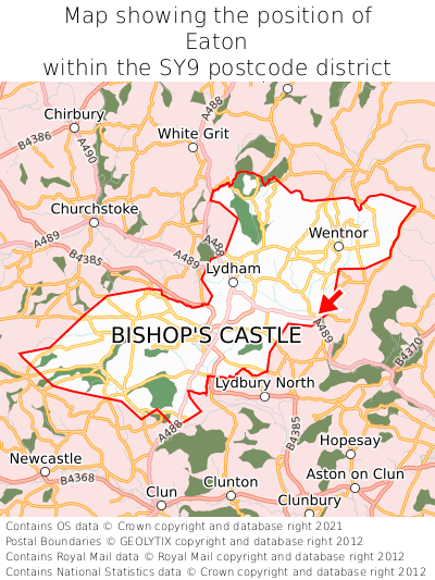 Map showing location of Eaton within SY9