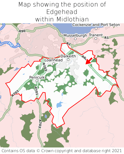 Map showing location of Edgehead within Midlothian