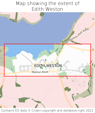 Map showing extent of Edith Weston as bounding box