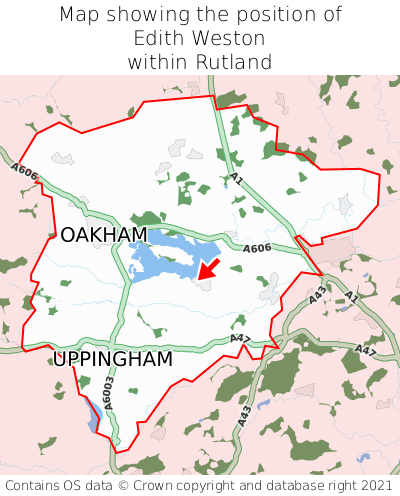 Map showing location of Edith Weston within Rutland