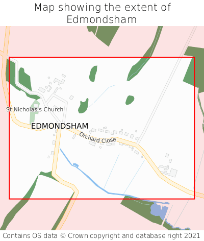 Map showing extent of Edmondsham as bounding box