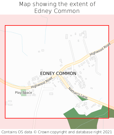 Map showing extent of Edney Common as bounding box