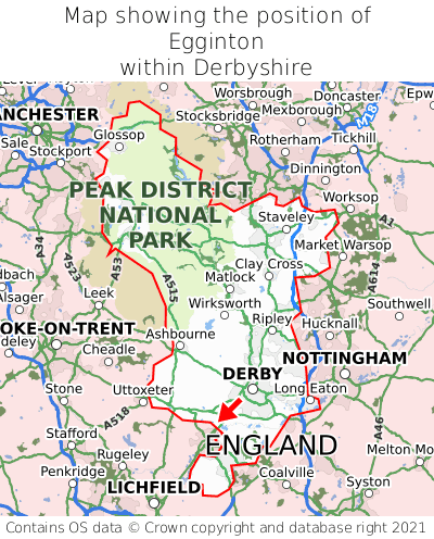 Map showing location of Egginton within Derbyshire