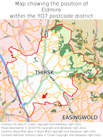 Map showing location of Eldmire within YO7