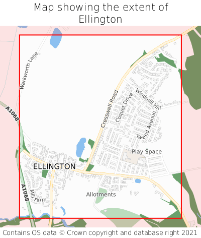 Map showing extent of Ellington as bounding box