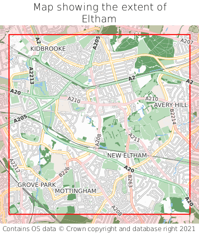 Map showing extent of Eltham as bounding box