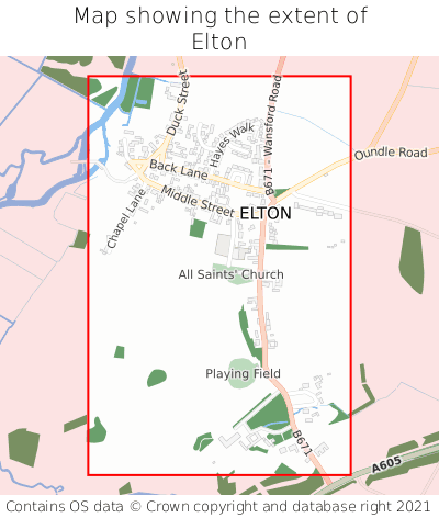 Map showing extent of Elton as bounding box