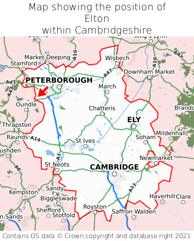 Map showing location of Elton within Cambridgeshire