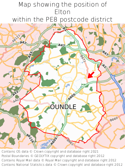 Map showing location of Elton within PE8