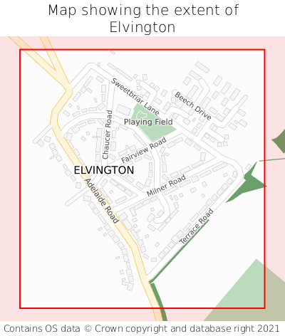 Map showing extent of Elvington as bounding box