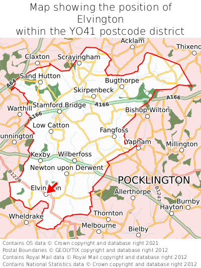 Map showing location of Elvington within YO41