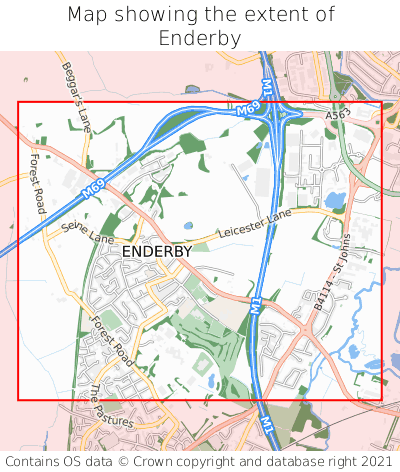 Map showing extent of Enderby as bounding box