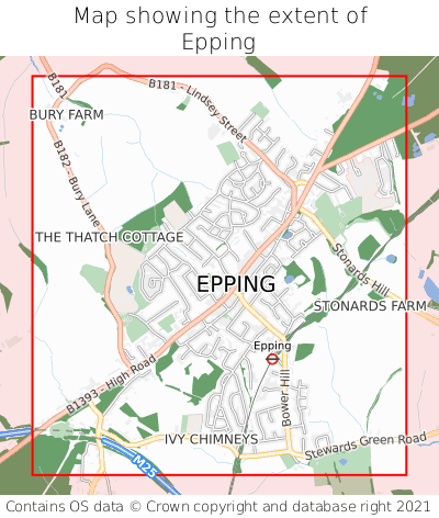 Map showing extent of Epping as bounding box