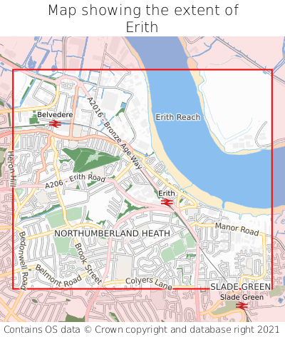 Map showing extent of Erith as bounding box