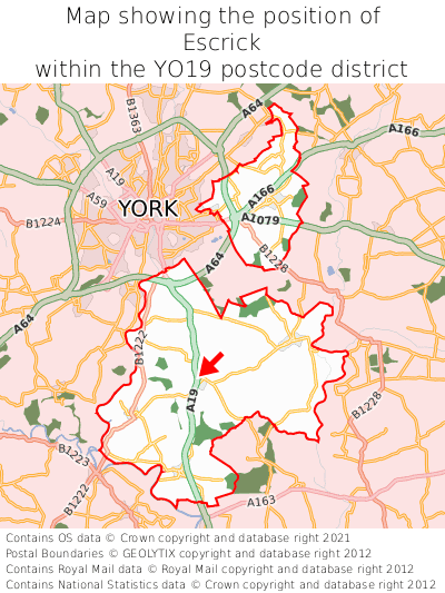 Map showing location of Escrick within YO19