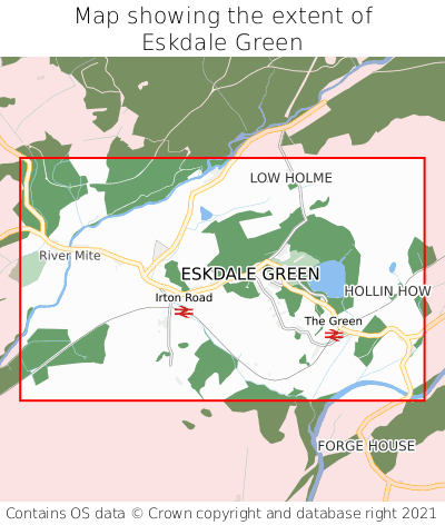 Map showing extent of Eskdale Green as bounding box