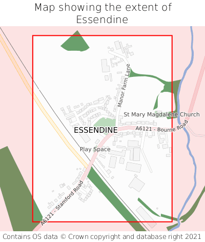 Map showing extent of Essendine as bounding box