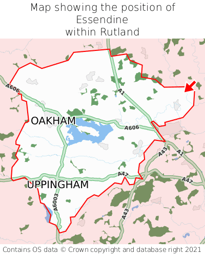 Map showing location of Essendine within Rutland