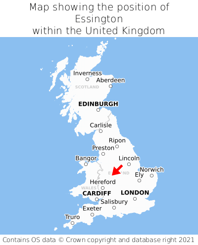Map showing location of Essington within the UK