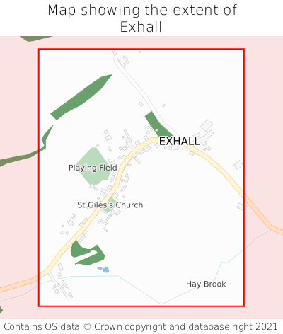 Map showing extent of Exhall as bounding box