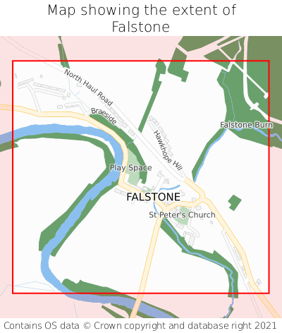 Map showing extent of Falstone as bounding box