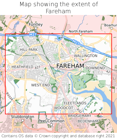 Map showing extent of Fareham as bounding box