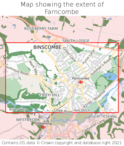 Map showing extent of Farncombe as bounding box