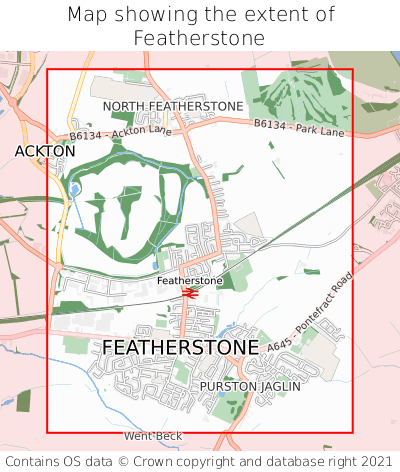 Map showing extent of Featherstone as bounding box