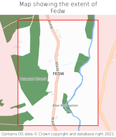 Map showing extent of Fedw as bounding box