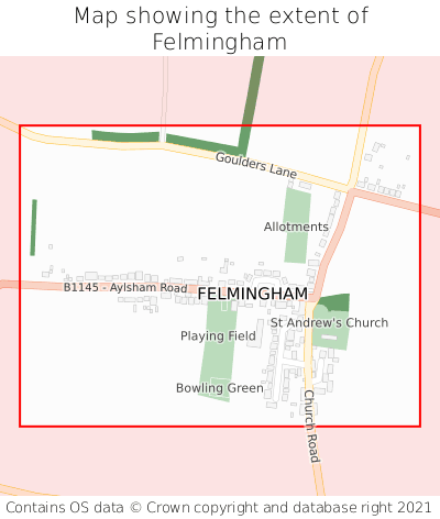 Map showing extent of Felmingham as bounding box