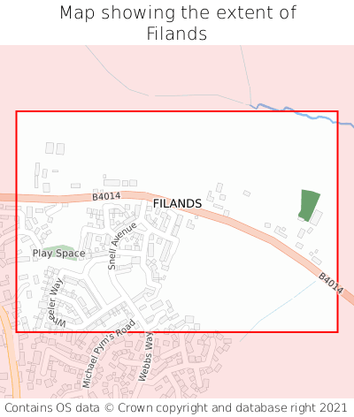 Map showing extent of Filands as bounding box