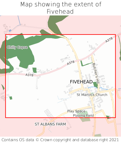 Map showing extent of Fivehead as bounding box