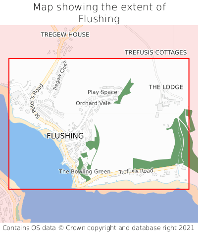 Map showing extent of Flushing as bounding box