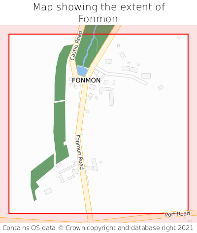 Map showing extent of Fonmon as bounding box